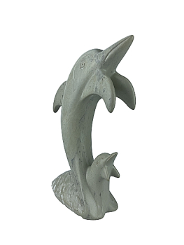 Specksteinfigur "Delphin mit Jungen" aus Kenia